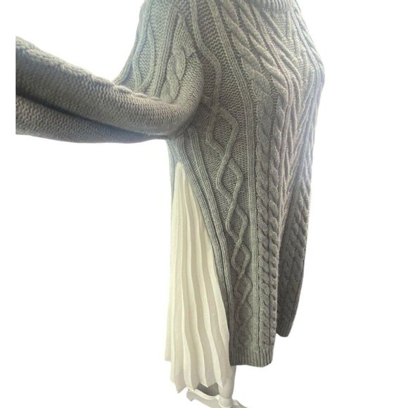 MERCURY DUO Women Cable Knit Sweater Sz M Gray Pullover Modern Classic 79-43 - Picture 4 of 16